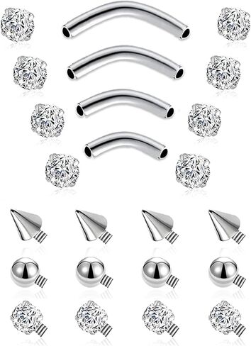 Eyebrow Piercing Jewelry 16G Surgical Steel Curved Barbell Tiny Eyebrow Ring Vertical Labret Lip Rook Helix Conch Daith Earring Navel Belly Button Tongue Rings for Women Men 6mm/8mm/10mm/12mm in Saudi Arabia