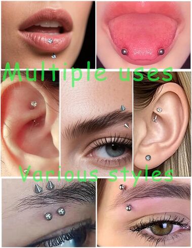 Eyebrow Piercing Jewelry 16G Surgical Steel Curved Barbell Tiny Eyebrow Ring Vertical Labret Lip Rook Helix Conch Daith Earring Navel Belly Button Tongue Rings for Women Men 6mm/8mm/10mm/12mm in Saudi Arabia