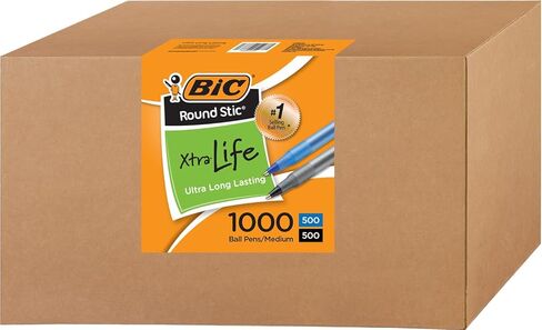 مجموعة أقلام BIC كبيرة الحجم مكونة من 400 قلم حبر، وأقلام حبر مستديرة Stic Xtra Life ذات نقطة متوسطة 1.0 مم، و200 قلم أسود و200 قلم أزرق في عبوة مجمعة in Saudi Arabia