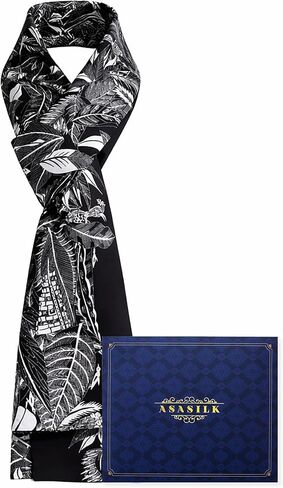 Men’s 100% Mulberry Silk Scarf 67"x8.7", Luxury Double-Layer Reversible Fine Silk Twill, Elegant Winter Accessory in Saudi Arabia