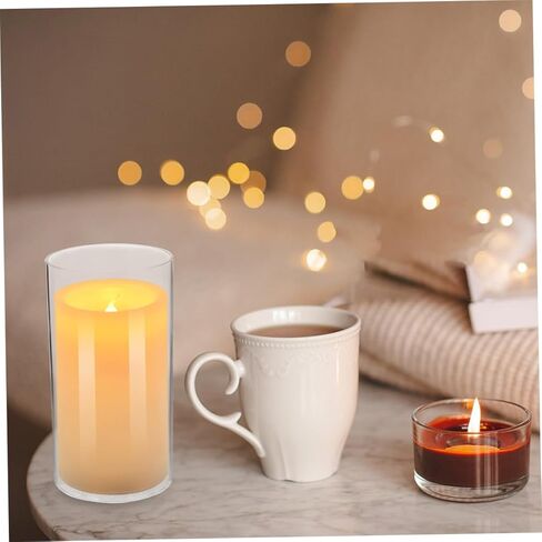 4Pcs Transparent Glass Candle Covers Windproof Chimney Shades for Table Clear Candle Holders for Home Restaurant Cafe Enhance Romantic Atmosphere with High Clarity in Saudi Arabia