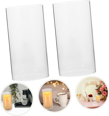 VOSAREA 4pcs Glass Candle Covers Windproof Chimney Tube Shades for Pillar and Taper Candles for Romantic Home Restaurant Cafe Decor in Saudi Arabia