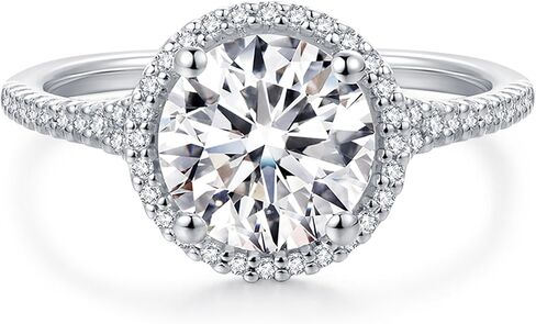 14K 2ct مويسانيتي خواتم الخطبة 14K الذهب 2 قيراط جولة رائعة قطع المخفية هالة مويسانيتي خواتم الخطبة للنساء in Kuwait