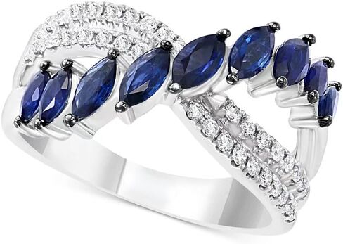 925 Sterling Silver Fashion Two-Tone Inlaid Zircon & Sapphire Ring - European & American Style Women’s Engagement Ring, Ideal for Bridal Wear, Engagement & Wedding Anniversary​ Size 6 in Saudi Arabia