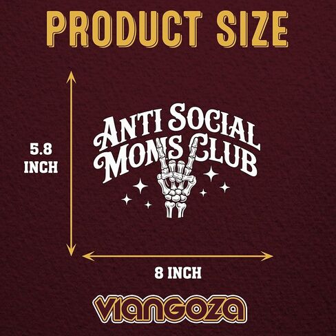 Anti Social Moms Club Car Decal, Funny Mom Life, Hand Sarcastic, Overstimulated Decals, Vinyl Waterproof 8 inch Bumper Sticker for Trucks Window, Car Accessories Decorations Gifts for Friend Mom Dad in Kuwait