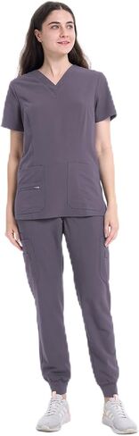 Scrubs for Women - V-Neck Women Scrub Tops & Jogger Pants with 11 Pockets,Soft Stretch in Saudi Arabia