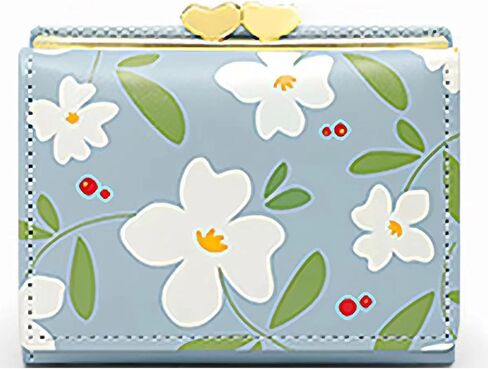 Real Leather Coin Purse for Women Cut Small Wallet with Coin Pocket and Card Holder ID Window (Blue) in Kuwait