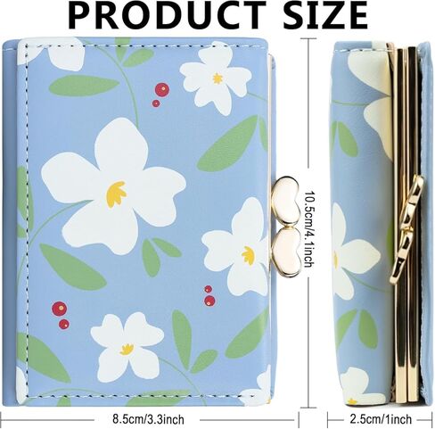Real Leather Coin Purse for Women Cut Small Wallet with Coin Pocket and Card Holder ID Window (Blue) in Kuwait