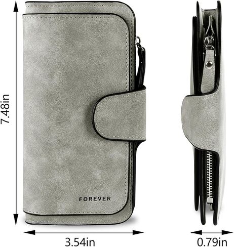 Long Leather Wallet for Women, Leather Pocket, Mini Purse, (3.7 x 4.5 Inches) Grey in Saudi Arabia