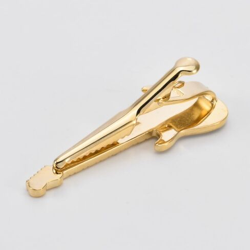 Men's Golden 3D Instrument Tie Clip - Large Guitar Pattern Tie Clip with Gift Box, Perfect for Personal Use by Music Enthusiasts or as a Thoughtful Gift. in Saudi Arabia