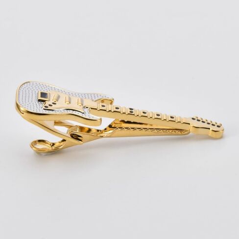 Men's Golden 3D Instrument Tie Clip - Large Guitar Pattern Tie Clip with Gift Box, Perfect for Personal Use by Music Enthusiasts or as a Thoughtful Gift. in Saudi Arabia