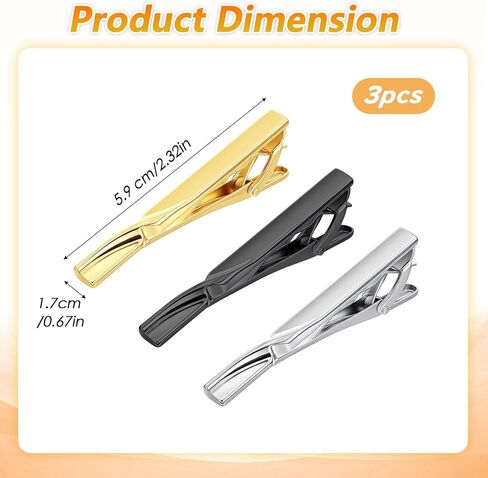 3 Pack Tie Clip Tie Clips Tie Pins for Men Classic Tie Bars for Men for Wedding Anniversary Business Fathers Day Gift in Saudi Arabia