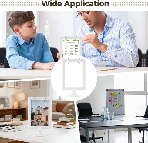 8 Pcs Mini Anchor Chart Holder, 4 x 6 in Double-Sided Learning Card Display with 20 Binder Rings for Classroom Teaching, Alphabet Number Vocabulary Flashcards & Interactive Presentations (White) in Saudi Arabia
