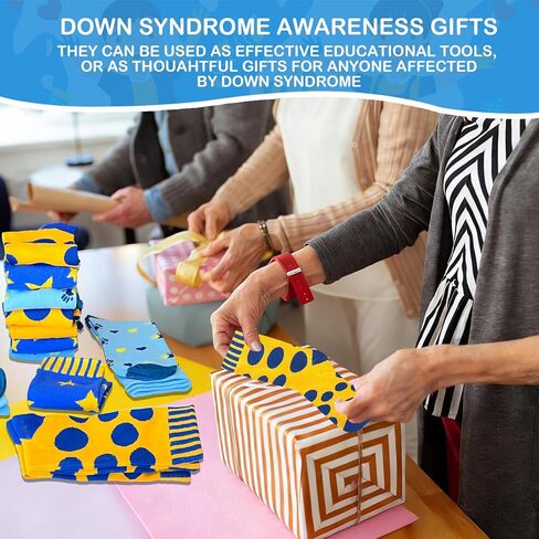 12 زوجًا من الجوارب العالمية للتوعية بمتلازمة داون، جوارب للكاحل كاجوال منخفضة القطع بشريط أزرق أصفر، هدايا للتوعية بمتلازمة داون للمدرسة والحملات الخيرية والمناسبات ومستلزمات الهدايا in Kuwait