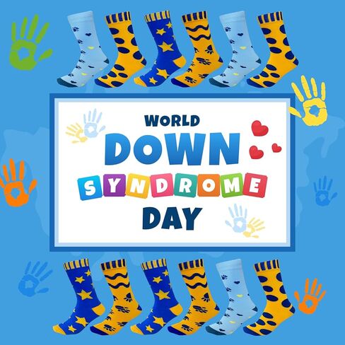 12 زوجًا من الجوارب العالمية للتوعية بمتلازمة داون، جوارب للكاحل كاجوال منخفضة القطع بشريط أزرق أصفر، هدايا للتوعية بمتلازمة داون للمدرسة والحملات الخيرية والمناسبات ومستلزمات الهدايا in Kuwait