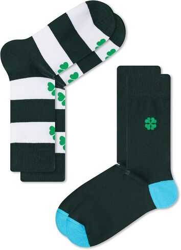 JNRB Men's Designer Cotton Colorful Green Novelty Funny Crazy Fancy Stylish Crew Dress Socks St. Patrick's Day Shamrock, L-XL in Saudi Arabia
