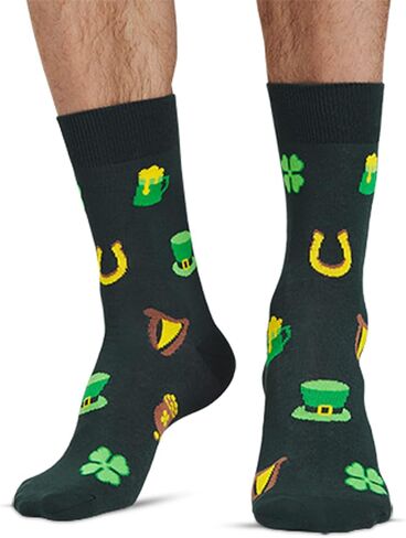 JNRB Men's Designer Cotton Colorful Green Novelty Funny Crazy Fancy Stylish Crew Dress Socks St. Patrick's Day Shamrock, L-XL in Saudi Arabia