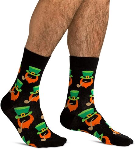 JNRB Men's Designer Cotton Colorful Green Novelty Funny Crazy Fancy Stylish Crew Dress Socks St. Patrick's Day Shamrock, L-XL in Saudi Arabia