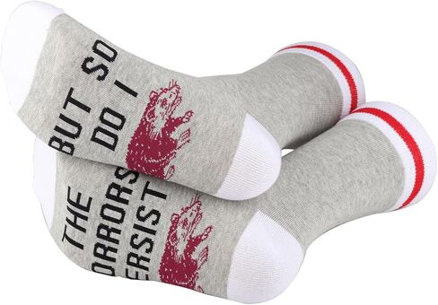 PWHAOO 1 Pair Opossum Socks The Horrors Persist But So Do I Socks Mental Health Gift Opossum Lover Gift in Saudi Arabia