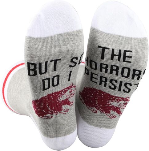 PWHAOO 1 Pair Opossum Socks The Horrors Persist But So Do I Socks Mental Health Gift Opossum Lover Gift in Saudi Arabia