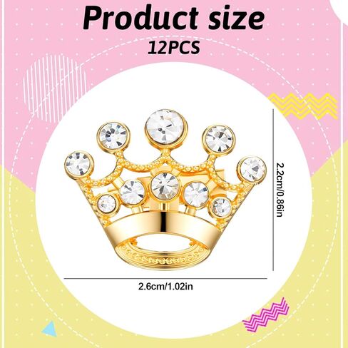 12 Pcs Small Crown Brooch Pins for Women Wedding Party Pageant Brooch Fashion Rhinestone Gold Silver Crown Brooches for Men Lapel Sashes in Saudi Arabia