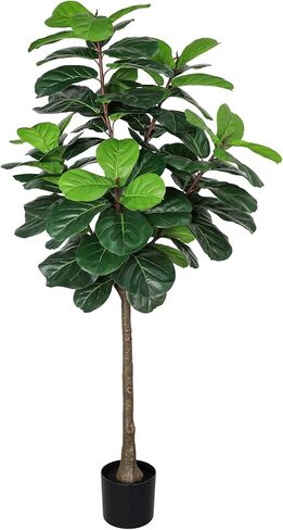 شجرة التين المصنوعة من أوراق الكمان الصناعية بطول 8 أقدام، نباتات صناعية كبيرة وأشجار اللبخ الليراتا الداخلية، شجرة وهمية واقعية في نبات أرضية الوعاء لديكور المنزل والمكتب هدية الكريسماس in Kuwait