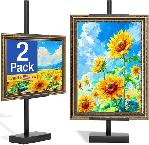 2Pack Adjustable Tabletop Easel Stand for Picture Frames, Picture Easels for Display Up to 30" H，Adjustable Detachable Tabletop Easel, Table Top Frame Holder for Artwork, Photos, (Black) in Saudi Arabia
