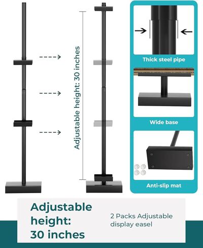 2Pack Adjustable Tabletop Easel Stand for Picture Frames, Picture Easels for Display Up to 30" H，Adjustable Detachable Tabletop Easel, Table Top Frame Holder for Artwork, Photos, (Black) in Saudi Arabia