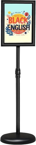 Adjustable floor standing poster stand, vertical and horizontal display sign stand, with heavy-duty base, aluminum alloy opening and closing frame (8.5 x 11 black) in Saudi Arabia
