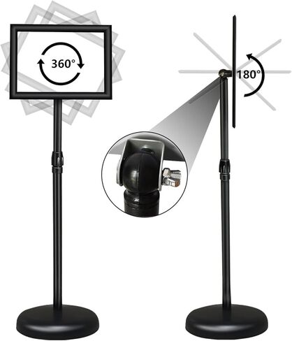 Adjustable floor standing poster stand, vertical and horizontal display sign stand, with heavy-duty base, aluminum alloy opening and closing frame (8.5 x 11 black) in Saudi Arabia