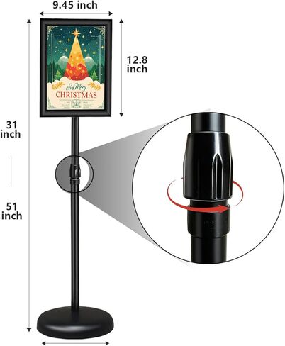 Adjustable floor standing poster stand, vertical and horizontal display sign stand, with heavy-duty base, aluminum alloy opening and closing frame (8.5 x 11 black) in Saudi Arabia