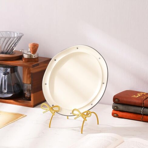 LemonRoad Bow Plate Stands for Display 6 Inch Gold Metal Decorative Platters Holder Brass Frame Display Easel Stand for Picture Decorative Plate Photo Easel Tabletop Art in Saudi Arabia