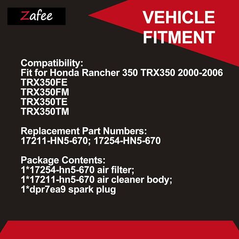 فلتر هواء ومنقي هواء وجسم وقابس شرارة مناسب لسيارة Honda Rancher 350 TRX350 FE FM TE 2000-2006، استبدل 17211-HN5-670 17254-HN5-670 in Kuwait