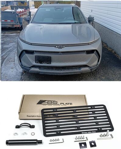 Replacement for 2024-Present Chevrolet Equinox EV Models | EOS Plate Front Bumper Tow Hook License Plate Relocator Mount Bracket (Full Sized) in Saudi Arabia