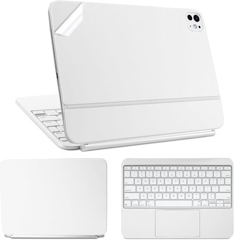 IMMOENUC 3-in-1 Tablets Skin Sticker Colorful Decals for 2024 iPad Pro M4 Magic Keyboard 11 inch Full Body Protective case Vinyl Durable Materials wrap Cover Self-Adhesive,Pre-Cut（Marble White） in Kuwait