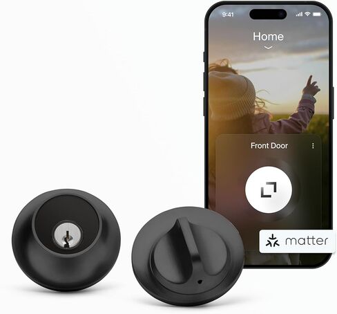 Level Lock (Matter) Smart Lock - قفل Deadbolt الأصغر والأكثر جمالًا في العالم الذي يعتمد على المادة فوق الخيط - تطبيق Level لنظامي iOS وAndroid | يعمل مع Apple Home (أسود مطفي) in Saudi Arabia
