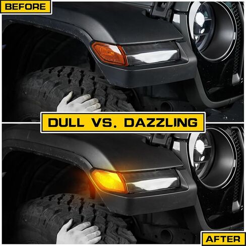 LED Side Marker Light Assemblies for Jeep Wrangler JL & Gladiator JT 2018 2019 2020 2021 2022 2023 2024 2025 Accessories, Amber Lens Fender Flares Light, Corner Lights Plug & Play in Kuwait