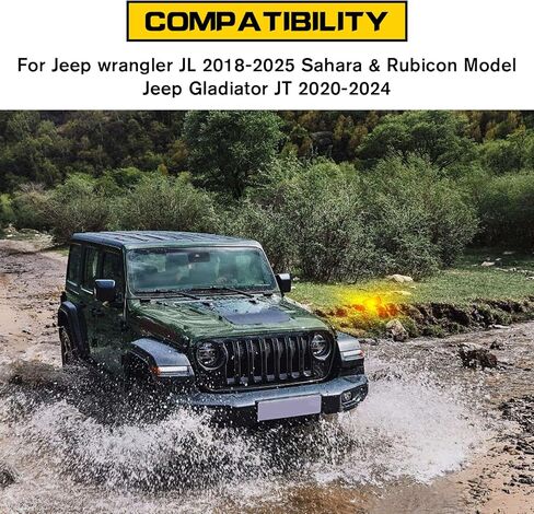 LED Side Marker Light Assemblies for Jeep Wrangler JL & Gladiator JT 2018 2019 2020 2021 2022 2023 2024 2025 Accessories, Amber Lens Fender Flares Light, Corner Lights Plug & Play in Kuwait