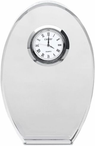 Executive Gift Shoppe | Distinguished Collection Personalized Oval Crystal Desk Clock with Custom Engraving in Saudi Arabia