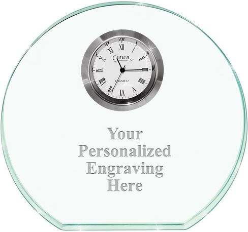 Jade Horizon Crystal Desk Clock – Personalized Engraved Timepiece for Corporate Awards, Recognition & Retirement Gifts in Saudi Arabia