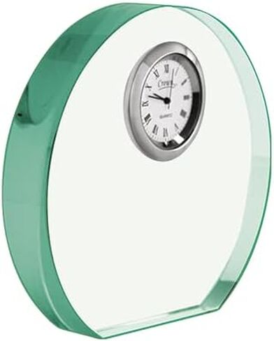 Jade Horizon Crystal Desk Clock – Personalized Engraved Timepiece for Corporate Awards, Recognition & Retirement Gifts in Saudi Arabia