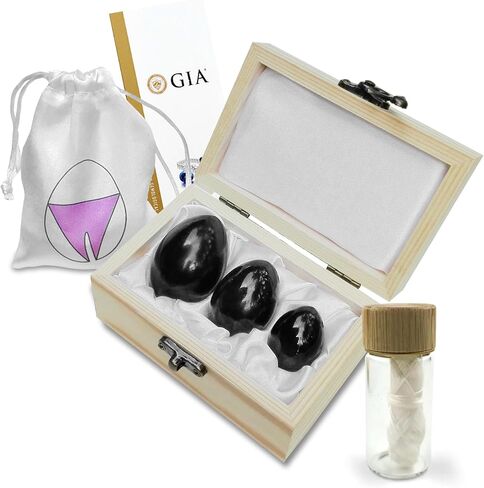 مجموعة اليشم النفريت من أحجار اليوني المعتمدة من GIA مكونة من 3 | أجهزة تمرين قاع الحوض المثقوبة بالخيط | أوزان كيجل للمرأة | يتضمن الدورة الإلكترونية وصندوق الهدايا in Kuwait