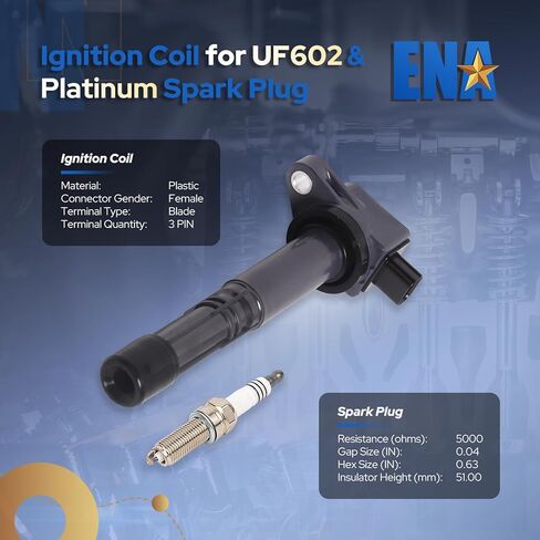 ENA UF629 Ignition Coil & 97390 Spark Plug Pack Compatible with Acura TSX 2009-2014 2.4L Replace for 30520RL5A01 5C1683 Set of 4 in Saudi Arabia