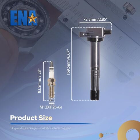 ENA UF629 Ignition Coil & 97390 Spark Plug Pack Compatible with Acura TSX 2009-2014 2.4L Replace for 30520RL5A01 5C1683 Set of 4 in Saudi Arabia