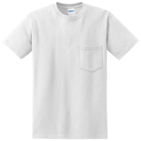 Gildan Adult Seamless Chest Pocket Comfort jersey T-Shirt, White, Medium. (Pack of 6) in Saudi Arabia