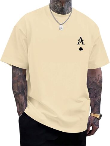 Men's Graphic Tees Vintage Oversize T Shirts Poker Ace of Spades Shirt Streetwear Rapper Casual Tee Top in Saudi Arabia
