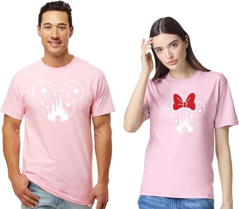 تي شيرتات برسومات زوجين بتصميم Mouse Star Castle متطابقين in Kuwait