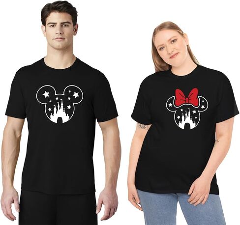 تي شيرتات برسومات زوجين بتصميم Mouse Star Castle متطابقين in Kuwait