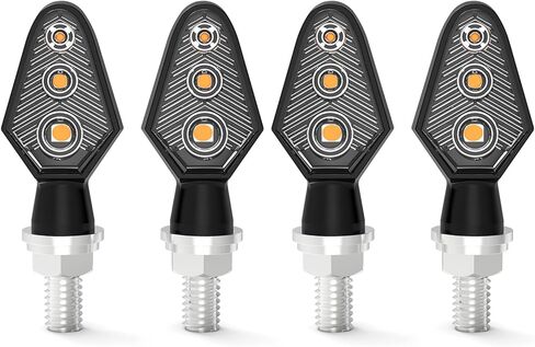 4 قطع وميض صغير لإشارات الانعطاف للدراجات النارية، 3 مصابيح LED فائقة السطوع ومؤشرات أمامية وخلفية كهرمانية، مصابيح إشارة M8 عالمية مقاومة للماء متوافقة مع هارلي هوندا ياماها سوزوكي كاواساكي in Kuwait