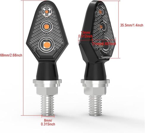 4 قطع وميض صغير لإشارات الانعطاف للدراجات النارية، 3 مصابيح LED فائقة السطوع ومؤشرات أمامية وخلفية كهرمانية، مصابيح إشارة M8 عالمية مقاومة للماء متوافقة مع هارلي هوندا ياماها سوزوكي كاواساكي in Kuwait